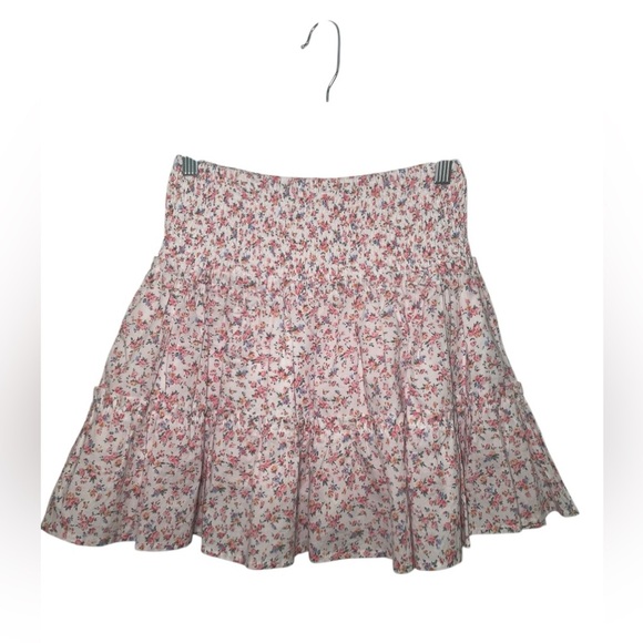 J. Marie Rosalee Floral Pink Cottagecore Smocked Mini Skirt Size XS - Picture 3 of 6